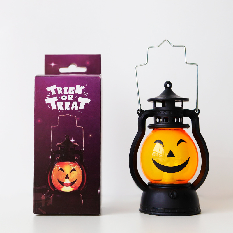 Halloween Decoration Retro Small Oil Lamp Electronic Candle Light LED Pony Light Creative Wind Lamp Portable Pumpkin Lantern — image 3