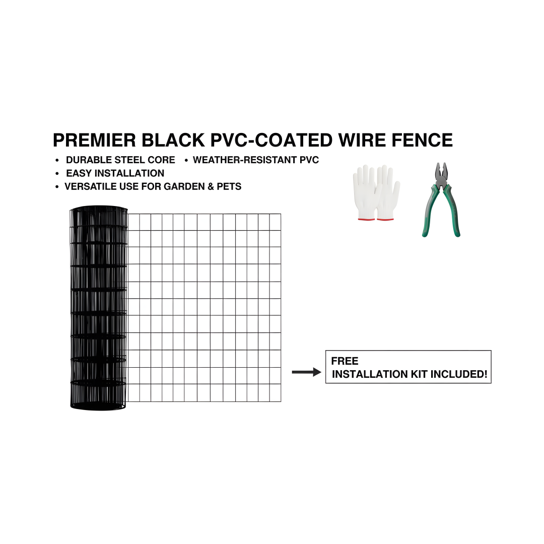 48 INCHx33 FT Black Vinyl-coated Metal Mesh, 16 Gauge 0.67 Inch Black PVC Metal Mesh, Black Welded Wire Mesh Support, Poultry Cage Protective Fence — imagen 11