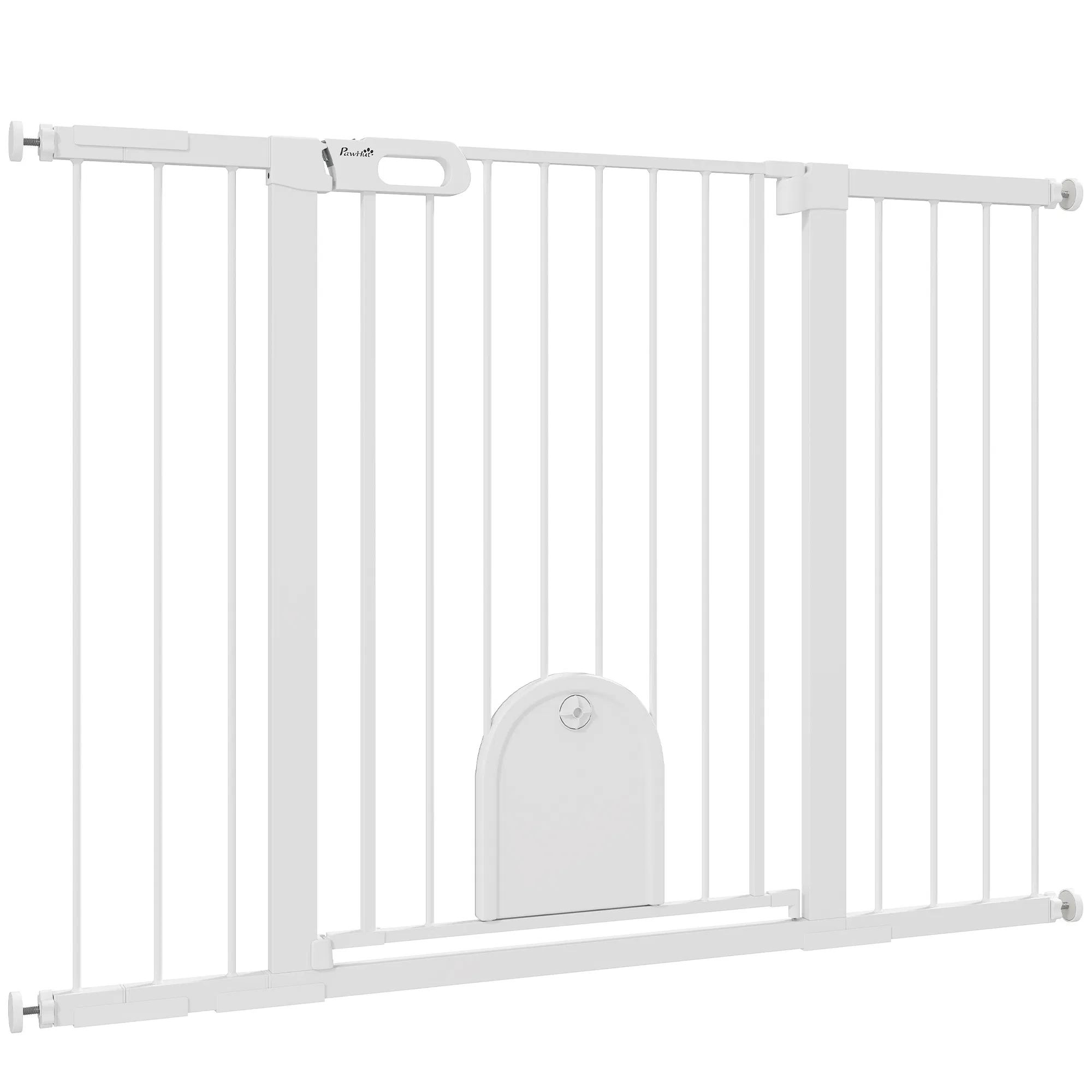 30"-52" Extra Wide Pet Gate Barrier with Small Door, 35"H Dog Gate with Safety Gate Barrier, Stair Pressure Fit, Black — image 1