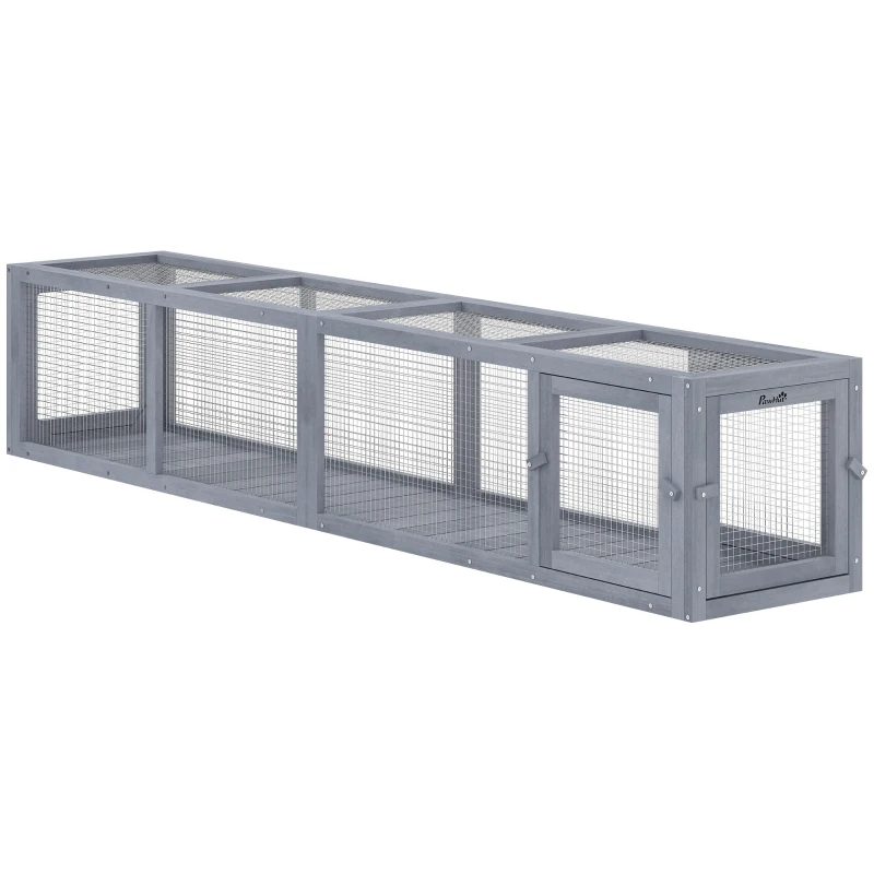 PawHut Wooden Cat Run With Weather Protection, Connecting Inside And Outside, Dark Gray — imagen 5