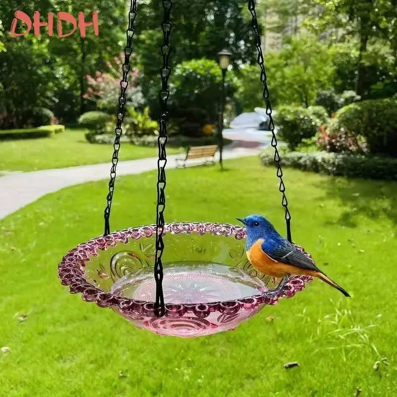 New Bird Flower Shaped Hanging Bird Feeder Birdbath For Garden Yard Farm Supplies Hummingbird Feeder Supplies Birdbath Bird Bath — image 4