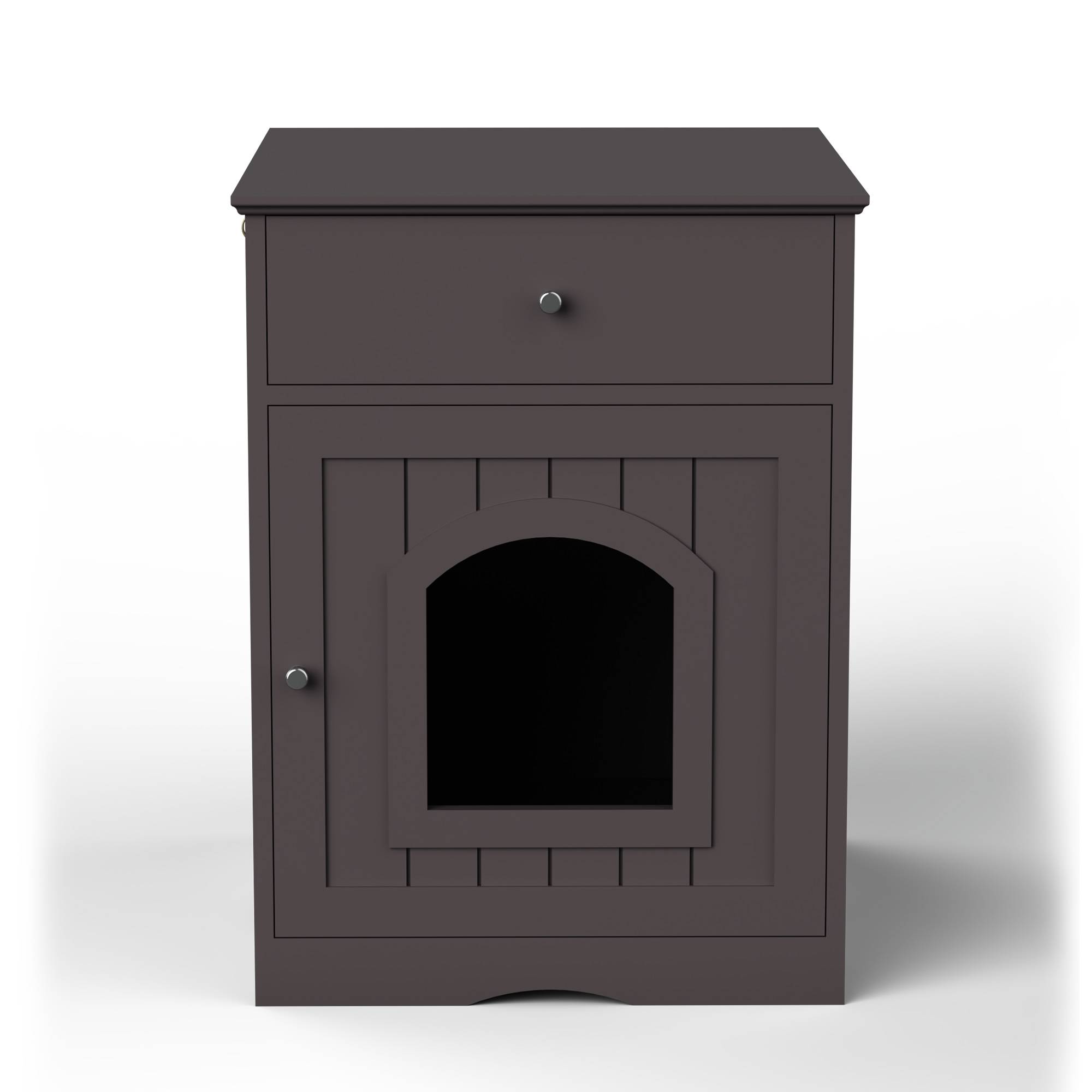 Wooden Pet House Cat Litter Box Enclosure With Drawer, Side Table Indoor Pet Crate — image 8