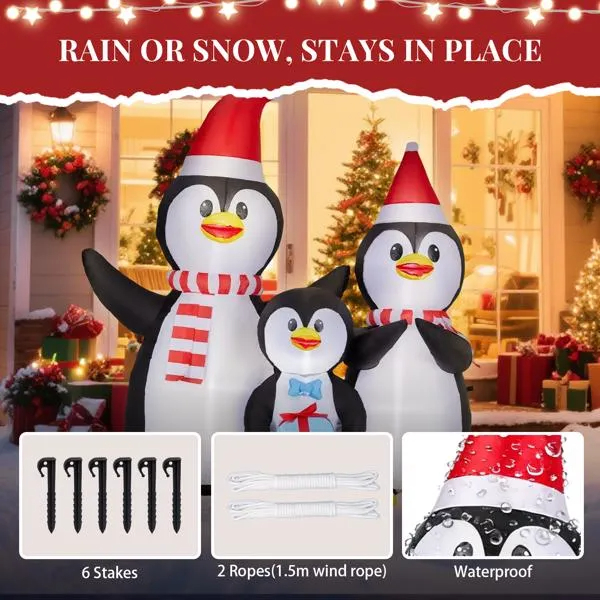 Lighted Christmas Inflatable Decoration, Inflatable Penguin Family, Funny Blow Up Yard Decorations With Built-in LED Lights For Holiday Party Front Yard Lawn Garden Decor — image 6