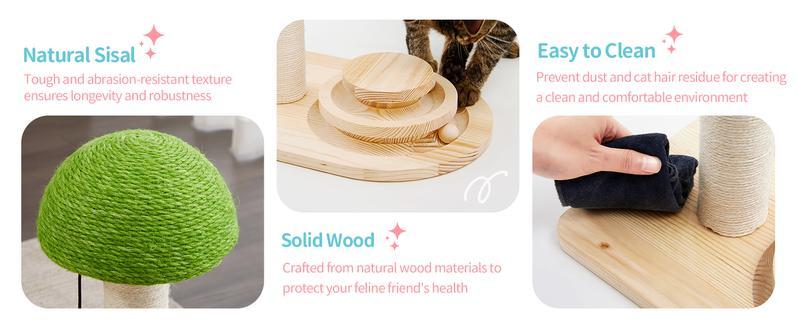 Ropa de Sisal para Setas 2 en 1 Bola Interactiva de Madera Juego de Pared de Rasguñado para Gatos — imagen 6