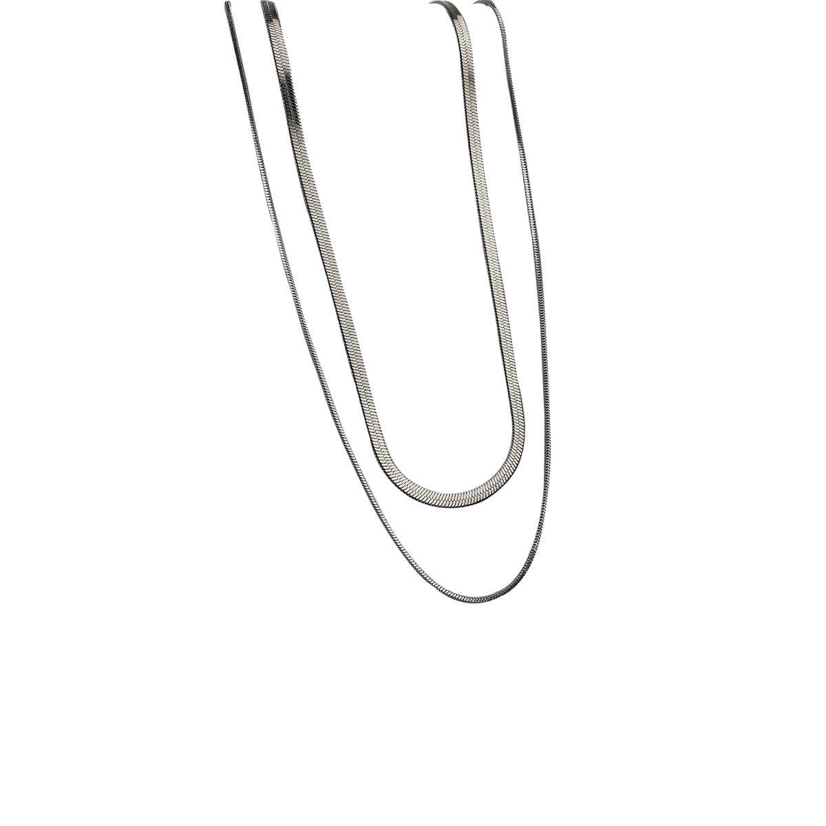 Cadena de hueso de serpiente de acero de titanio doble capa de otoño que no pierde color, collar de oro y plata, cadena de clavícula femenina senior, accesorios hip‑hop — imagen 10