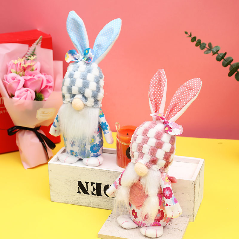 Nuevos decorativos de Pascua muñecos de conejo y duende sin rostro de peluche para decoración hogareña — imagen 3