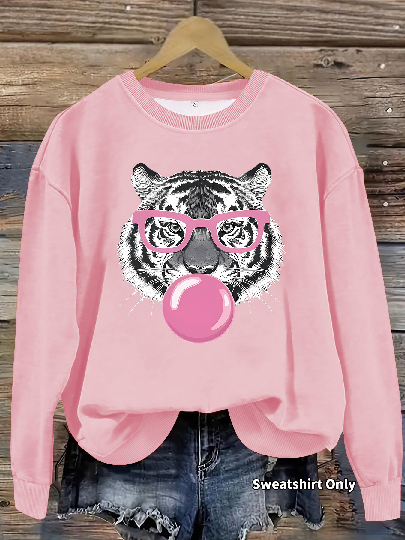Tiger Glasses Printed Hoodie Round Neck — image 8