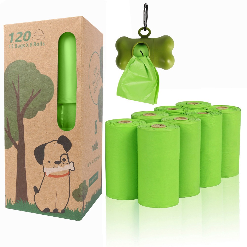 Bolsa de basura para mascotas biodegradable con maíz y PLA compostable para heces caninas — imagen 7
