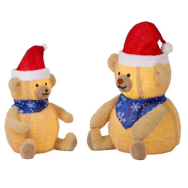 Set Of 2 Lighted Plush Bear Christmas Decorations, Pre-lit Pull Up Holiday Decor With 60 Warm White LED Lights For Xmas Outdoor Indoor Decor Lighted Holiday Displays — imagen 2