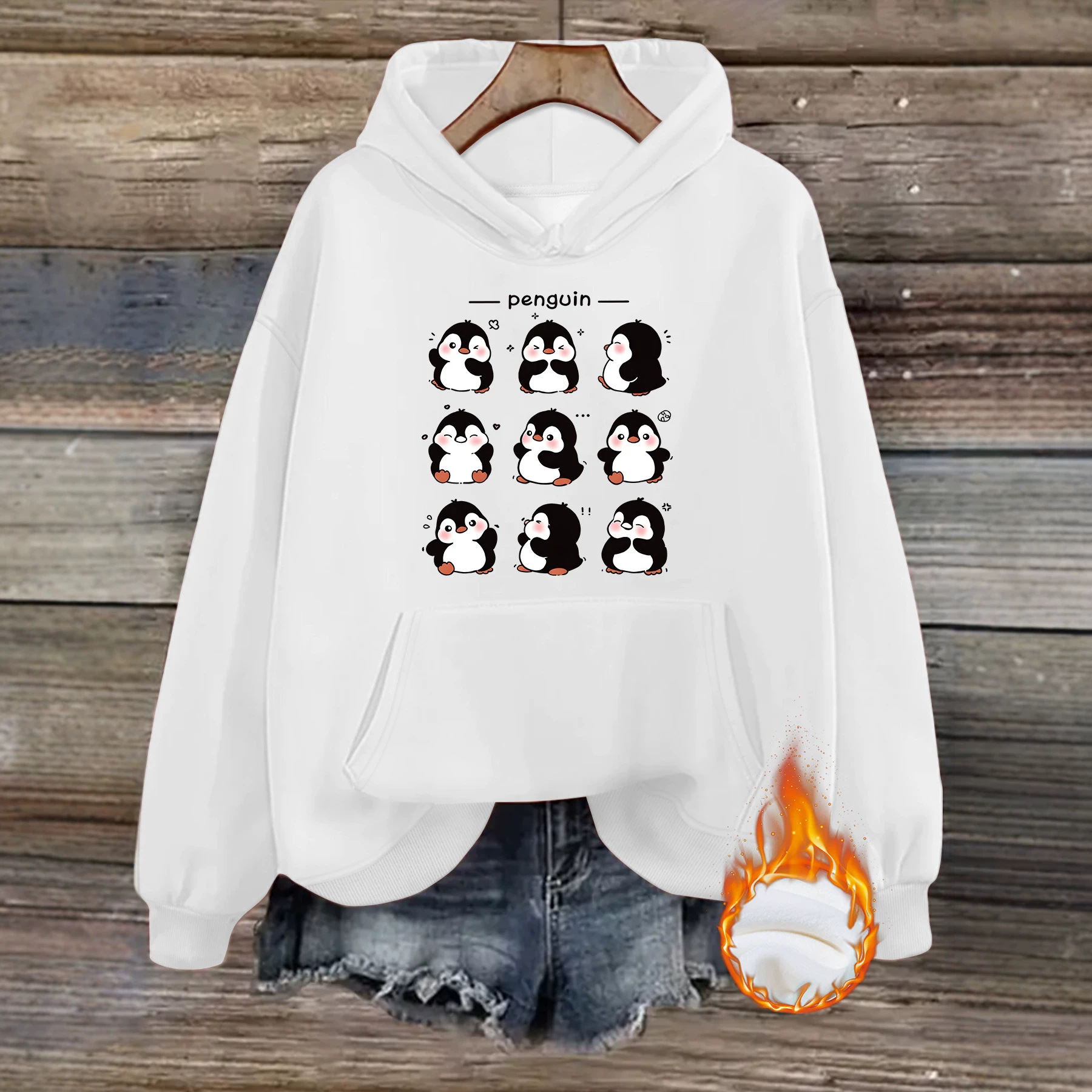 Penguin print hooded sweatshirt — image 4