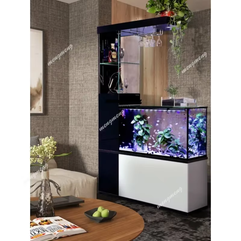 03A Side filter fish tank living room small household lazy entrance partition ecological water-free glass aquarium — image 3