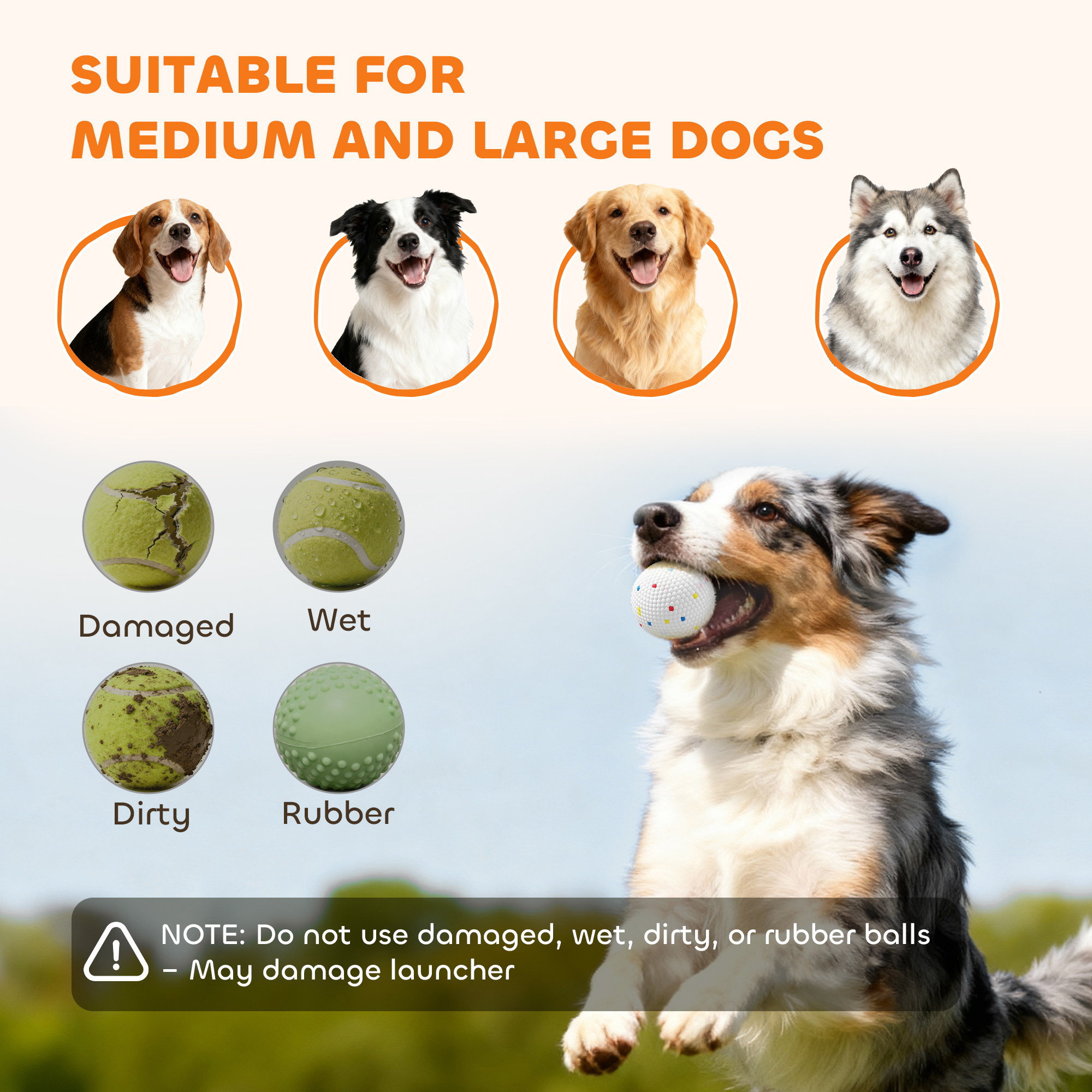 Lanzador Automático de Pelotas para Perros con Distancia de 26-80 FT, Lanzador Automático para Perros Medianos y Grandes, Naranja — imagen 7