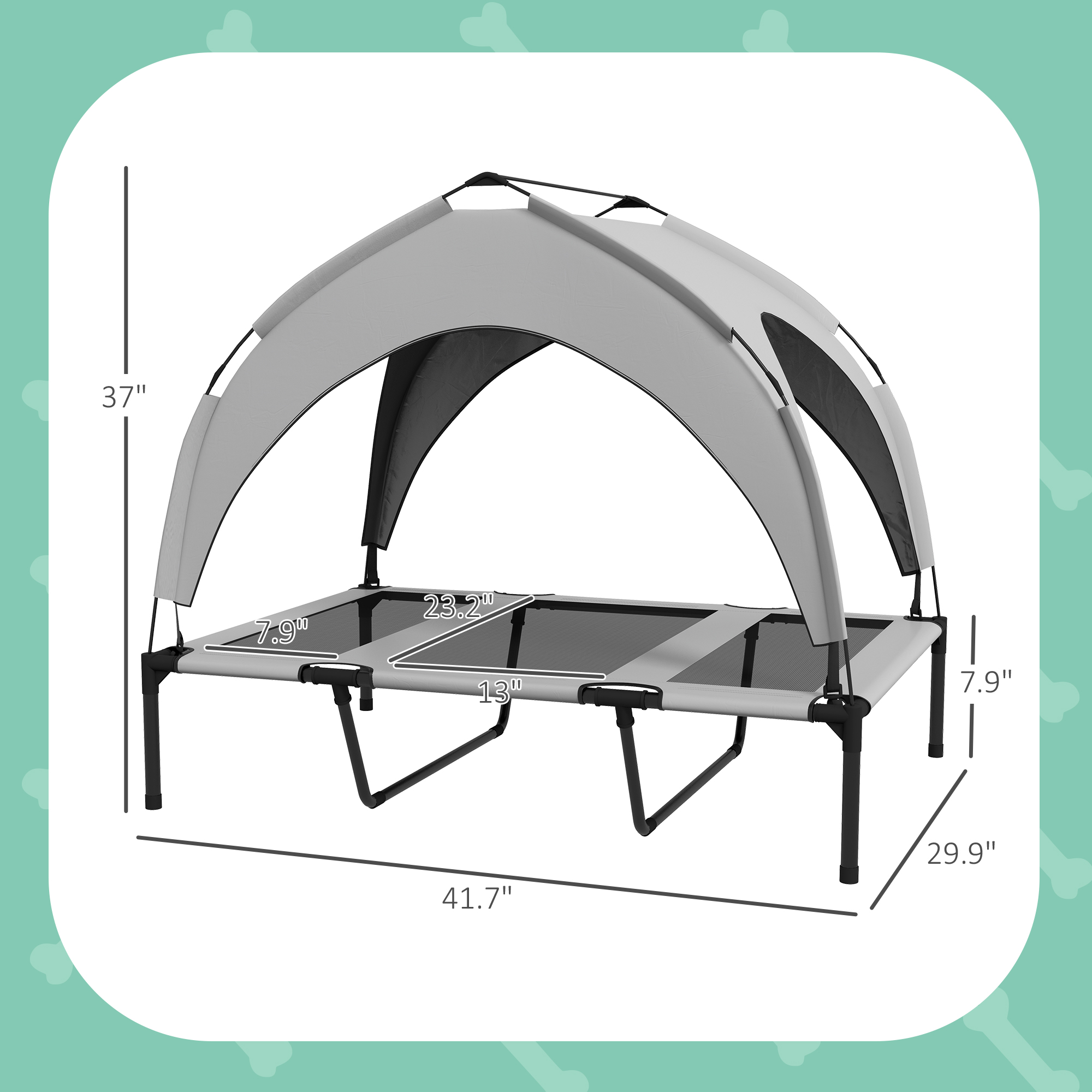 Cama para Perros Elevada con Techo, Cama de Perro Al Aire Libre para Camping con Malla Limpiable y Respirable, 42" x 30" x 37" — imagen 2