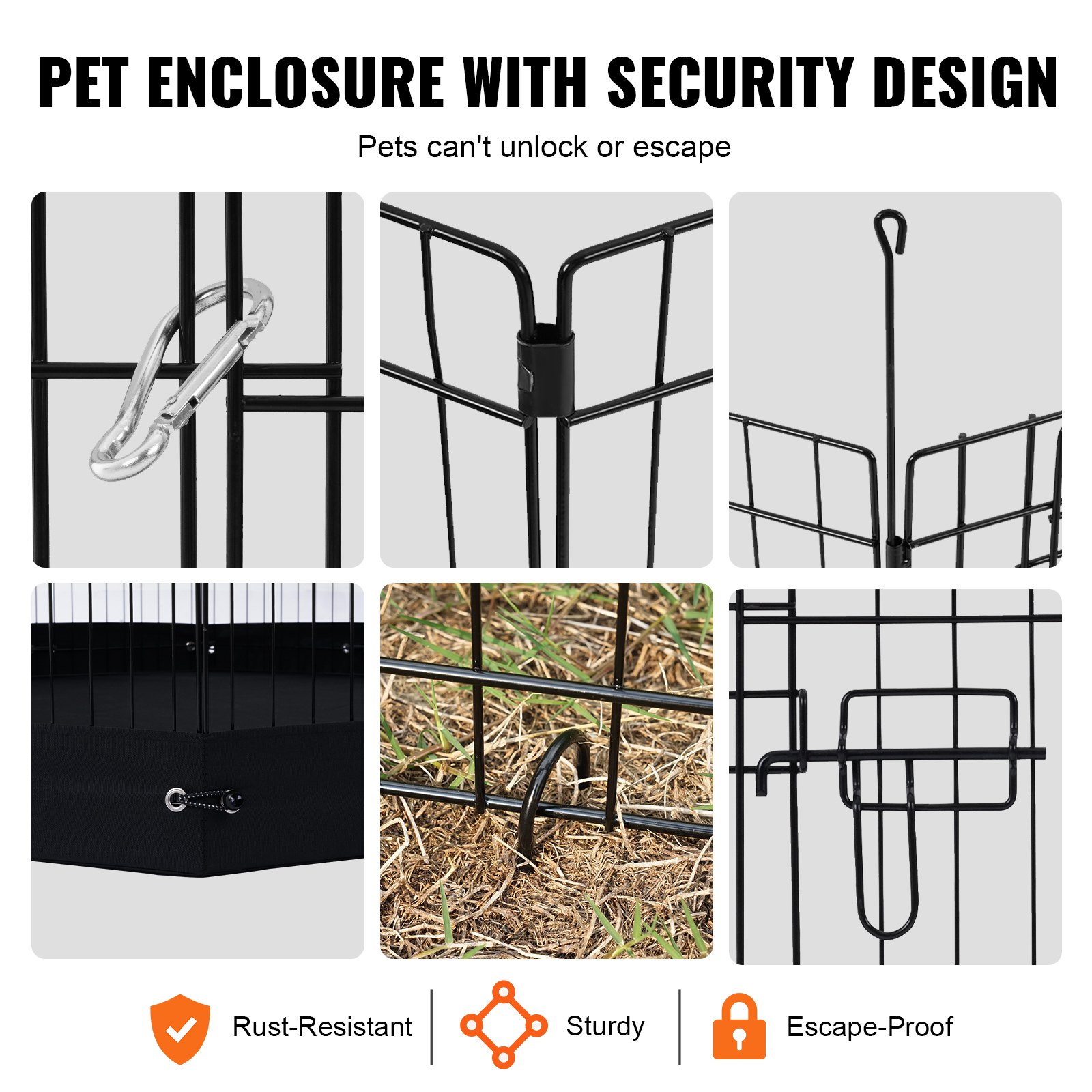 Jaula de Ejercicio para Perros 8 Paneles Reutilizables Metalica con Base de 30" de Alto — imagen 2