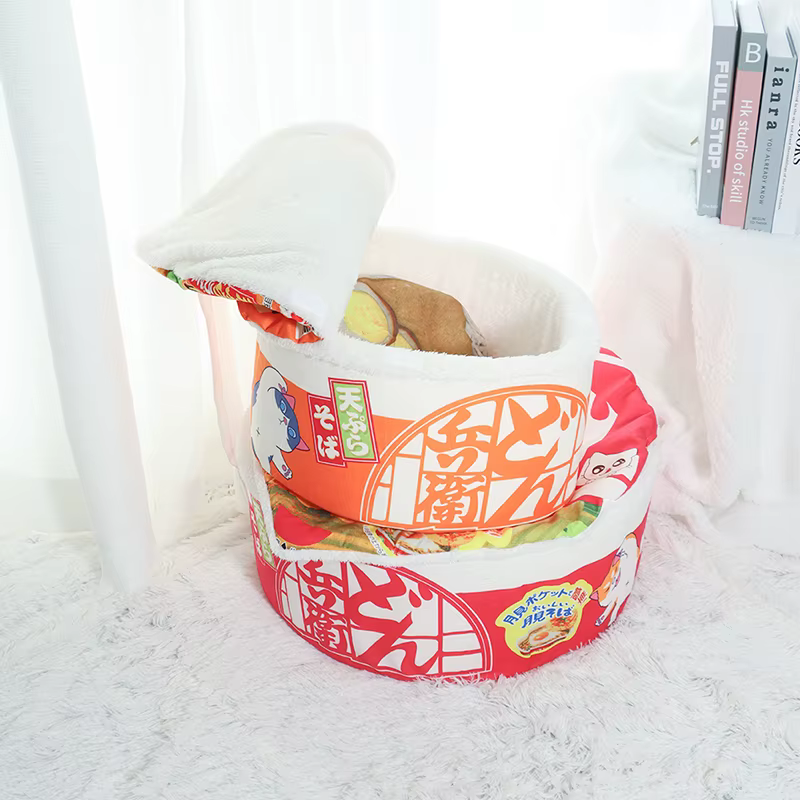 Pet Dog Cat House Kennel Super Large Instant Noodle Warm Dog Cat Nest Beds Cushion Udon Cup Noodle Pet Bed Cozy Nest — image 6