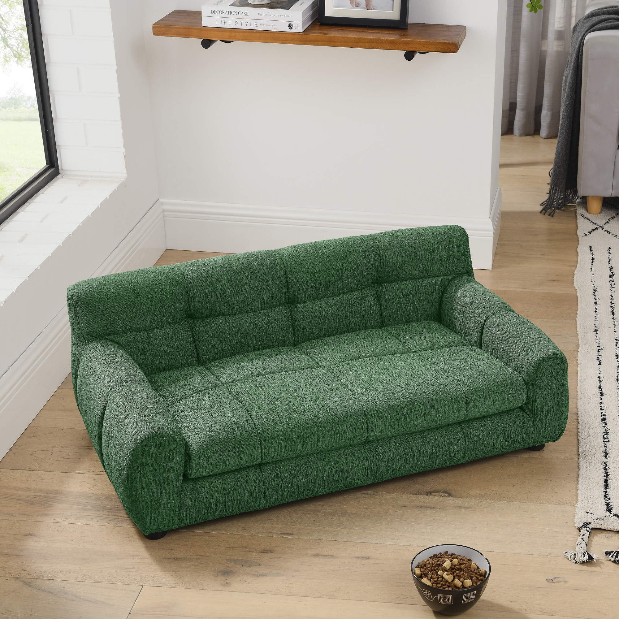 Sofá para Mascotas Suaves y Cómodos con Acompas y Espaldar, Ideales para Sofás Modernos Rectangulares para Perros Pequeños y Medianos de Color Verde — imagen 2