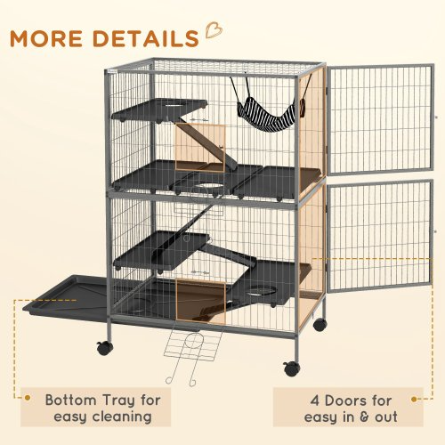 Jaula para Animales Pequeños de 5 Niveles, Jaula para Hurones, Jaula Grande para Chinchillas con Accesorios de Hamaca y Alambres Resistentes — imagen 9