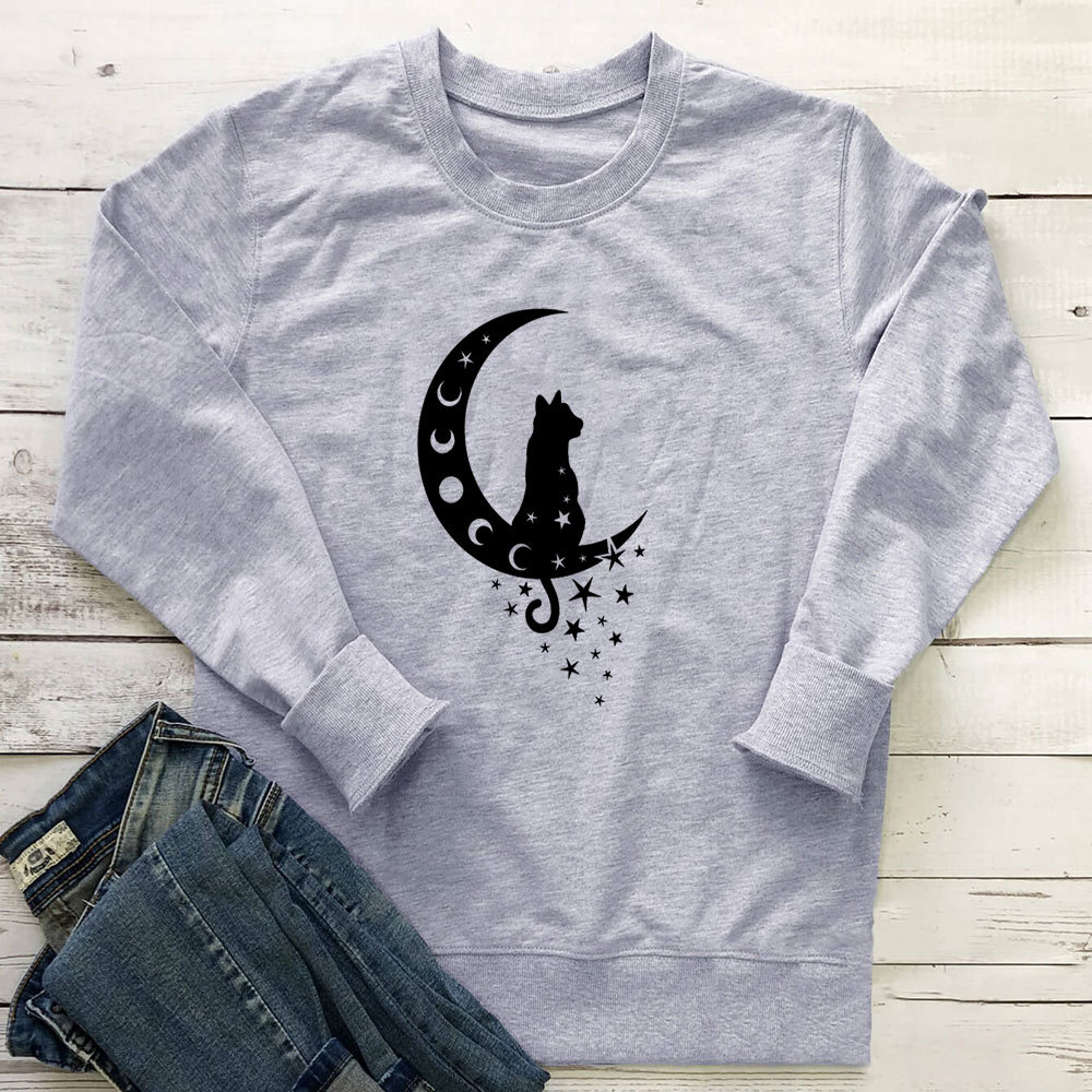 Moon Star Cat Printed Hoodie — image 1