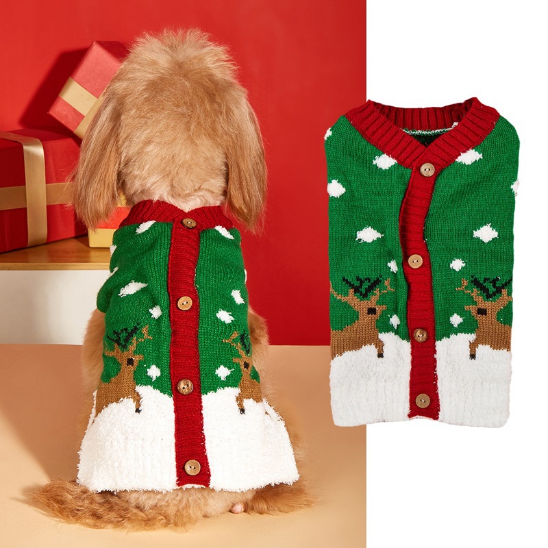 Pet clothes Santa Claus Christmas tree car reindeer snowflakes gingerbread people dogs sweaters autumn and winter — image 10