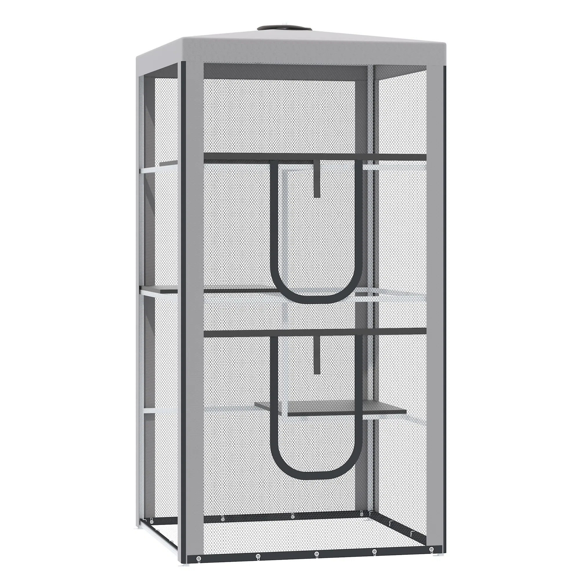79" Cat Cage, Large Outdoor Kitten House, Indoor Cage Pet Kennel Playpen with 3 Platforms Door 4 Sandbags - Grey — image 1