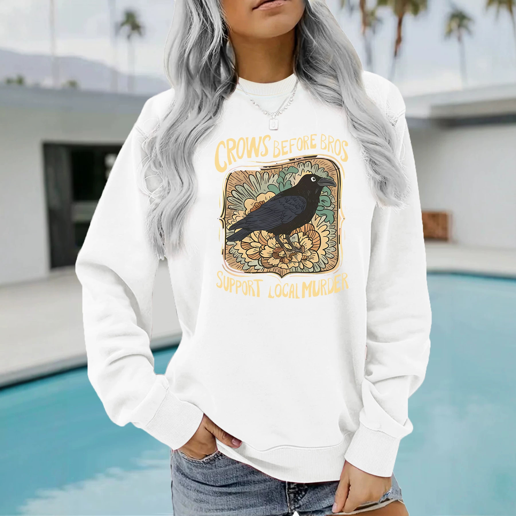 Letter crow print hoodie — image 4