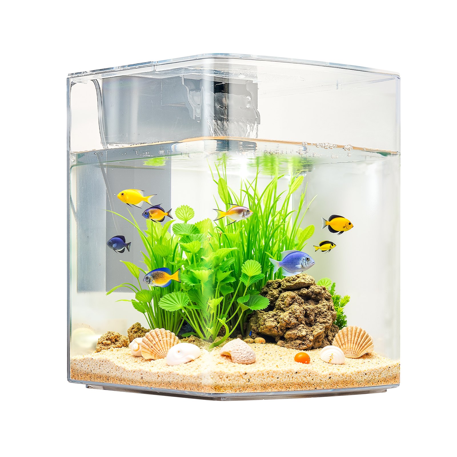 Acuario de 2 Galones Pecera Inteligente en Forma de Arco de GPPS Transparente 3 Colores y Autolimpieza — imagen 2