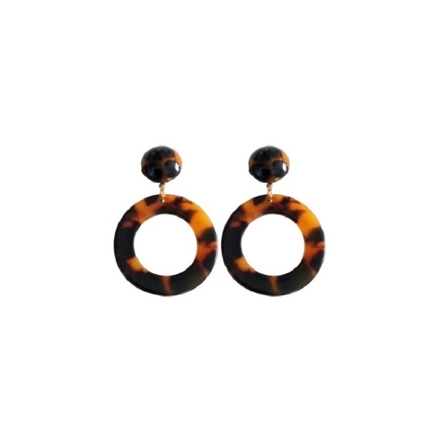 Auriculares de Leopard en Acetato Geométricos Redondos Marrones de Acrilato Largo con Pata de Ganga — imagen 9