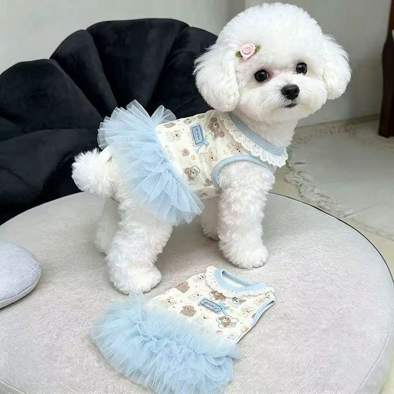 Ropa de Verano para Mascotas - Vestido con Bow Rosa para Gatos y Perros Pequeños con Estampados Animales — imagen 5