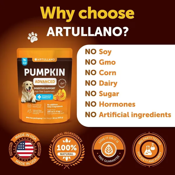 Polvera de Calabaza para Perros - Suplemento Digestivo con Fibra 16 onzas - Apoyo Intestinal Saludable para Cáncer de Piel y Heces Firmes, Antidiarreico y Anti-Gas Hecho en EE. UU. — imagen 6
