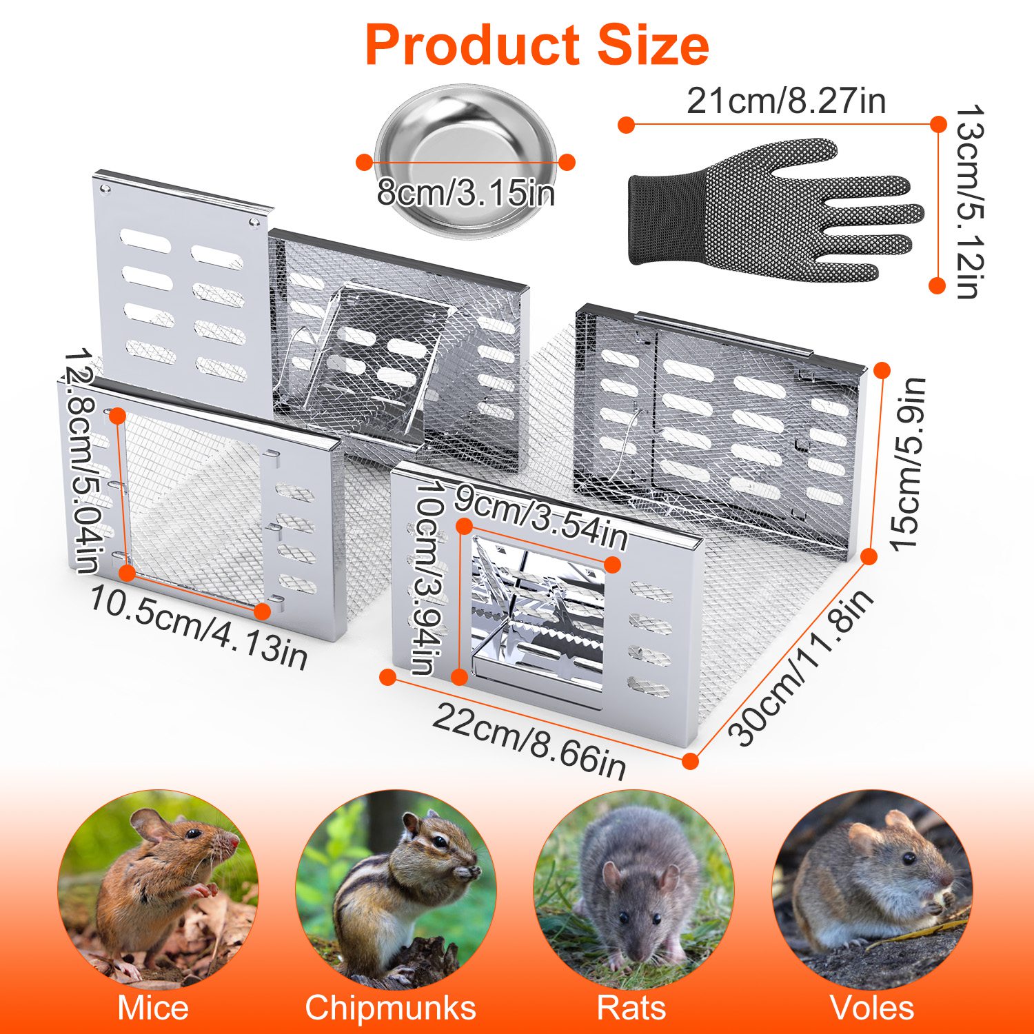 2 trampas humanitarias para ratas, jaulas para capturar y liberar ratones vivos, con ciclo automático continuo de captura, para ardillas listadas, roedores, ratones y animales pequeños — imagen 5