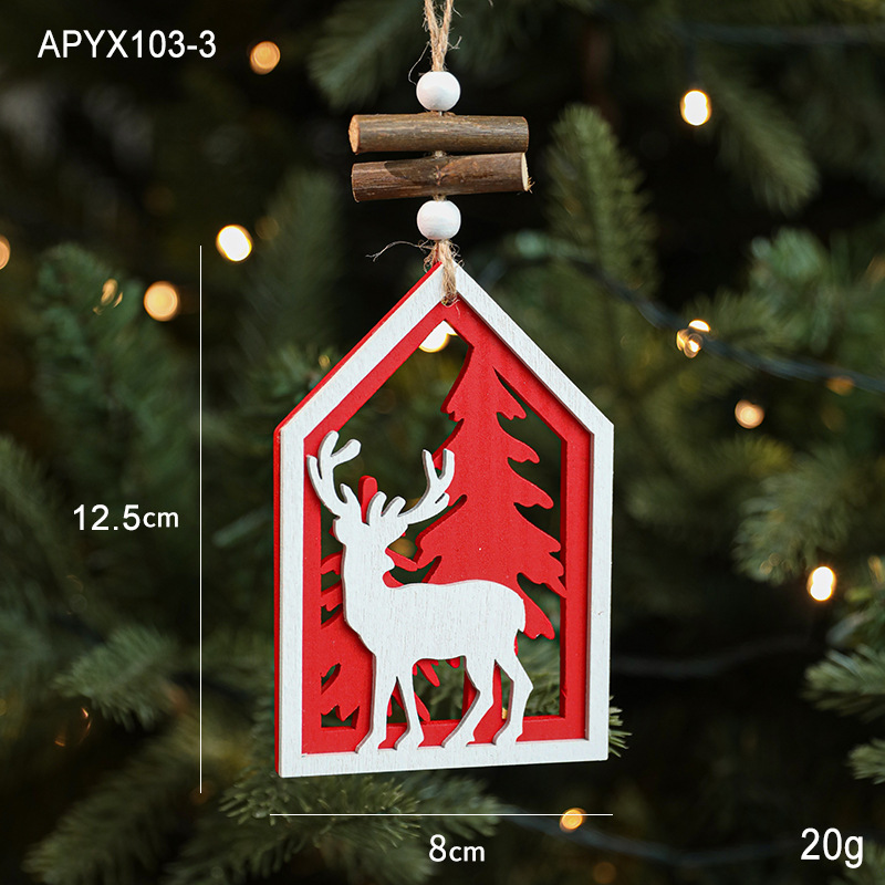 Christmas tree decorations, wooden creative pendants, reindeer houses, snowflakes, Christmas decorations, pendants — image 8