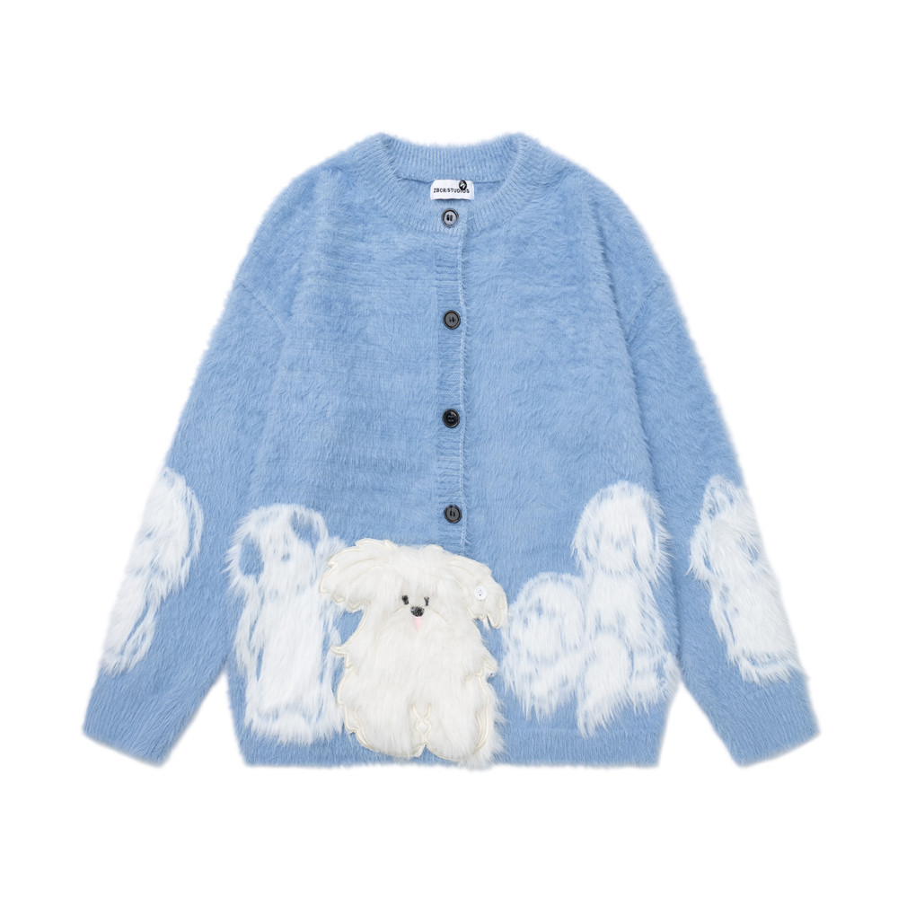 Cartoon plush dog embroidered loose sweater — image 8