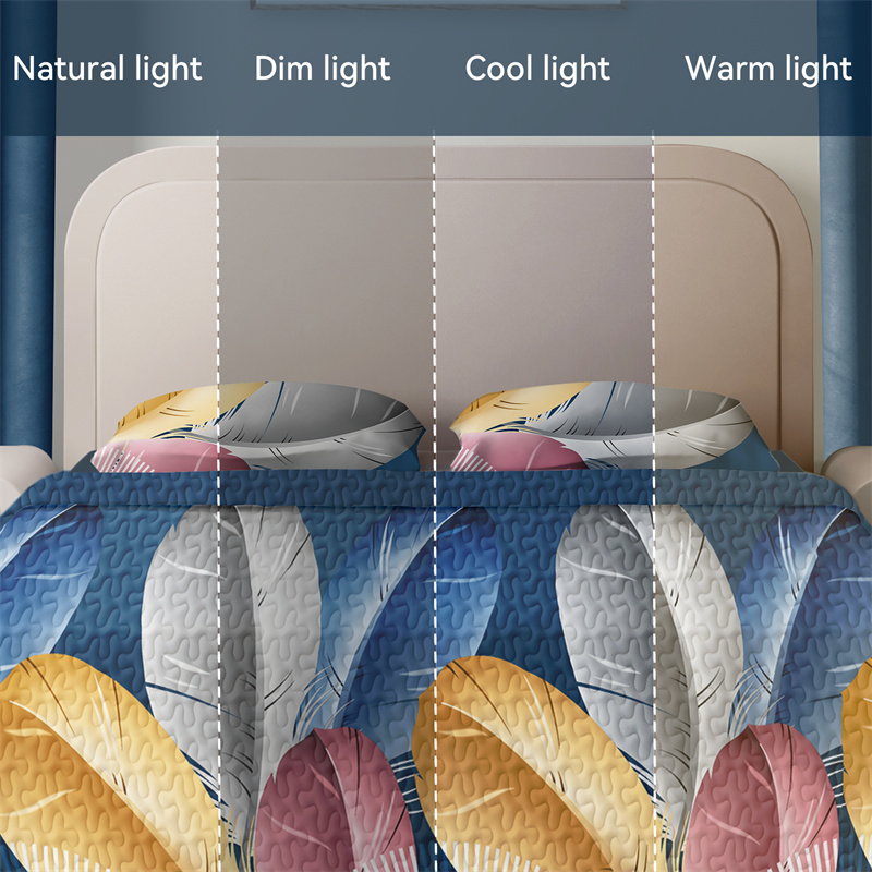 9 Piece Room In A Bag Quilt And Curtain Set, US Designer Navy Blue Boho Feather Print Heavyweight Bedspread With 6 Customizable Window Panels, Pet-Friendly High GSM Coverlet — image 11