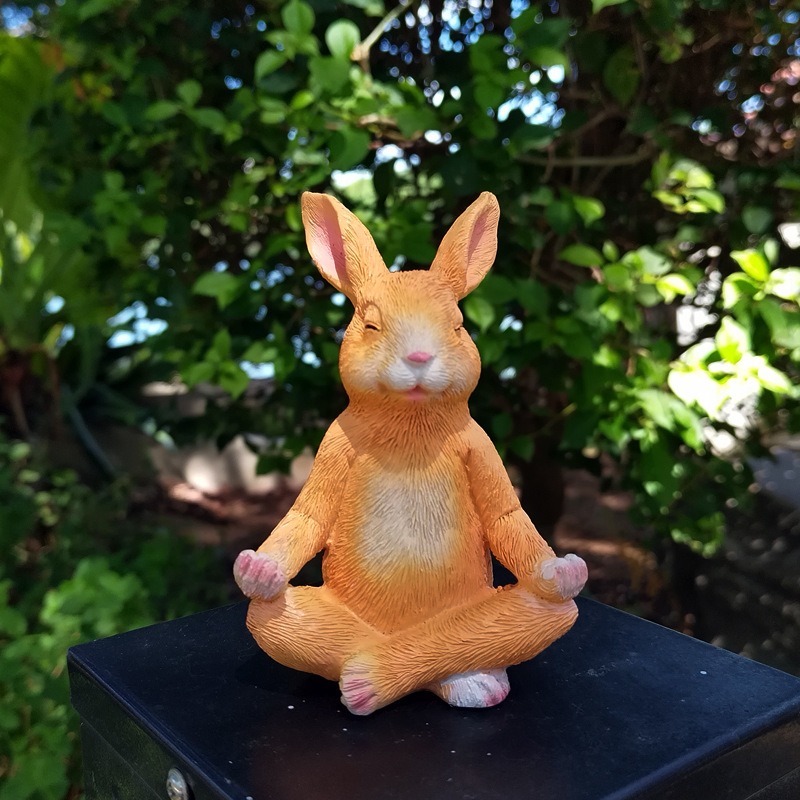 Decoraciones de jardín para meditación al aire libre con conejos — imagen 3