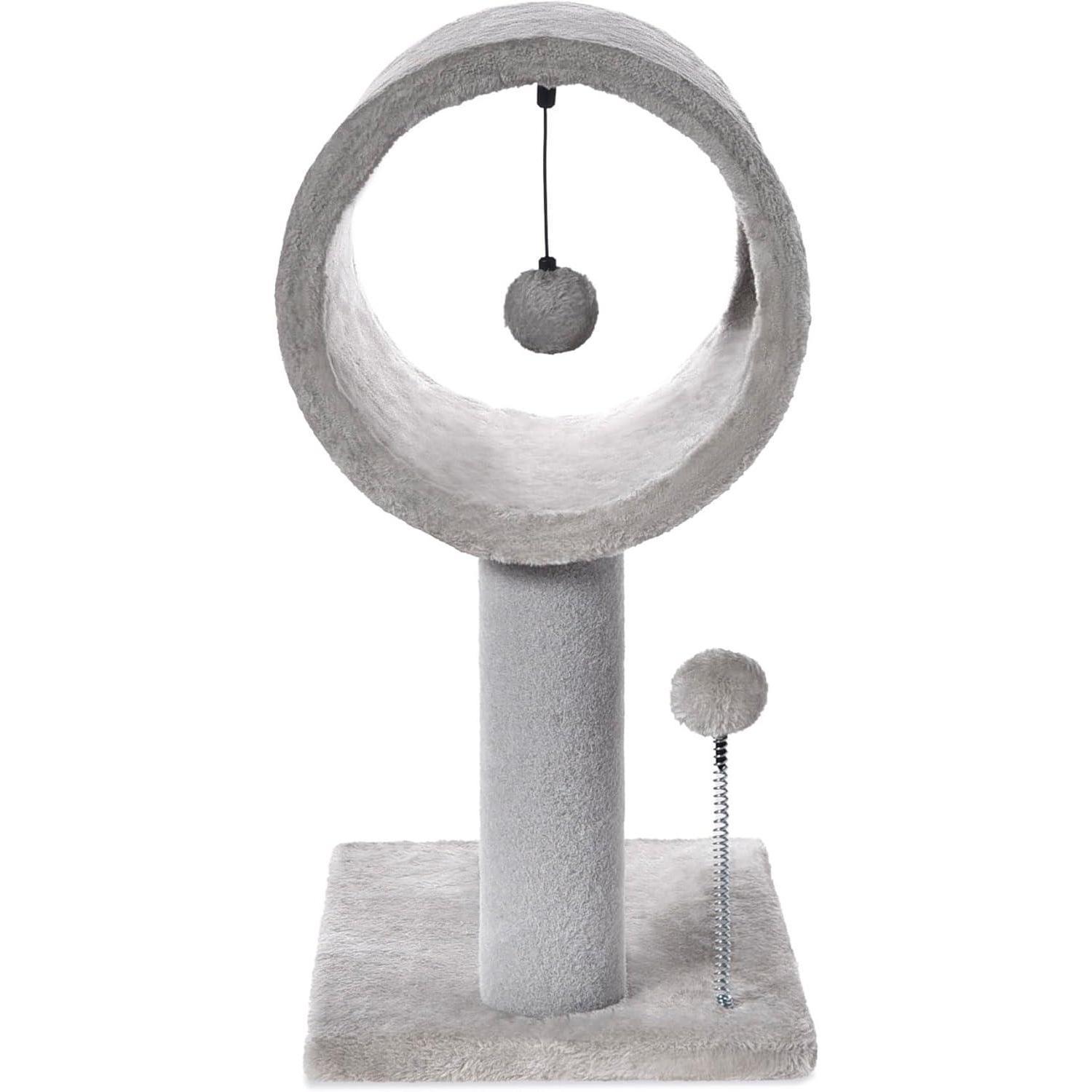 Gray Indoor Cat Tree With Hanging Ball 20.5Cat Tree With Tunnel Bed And Scratching Post Cat Tower — image 3