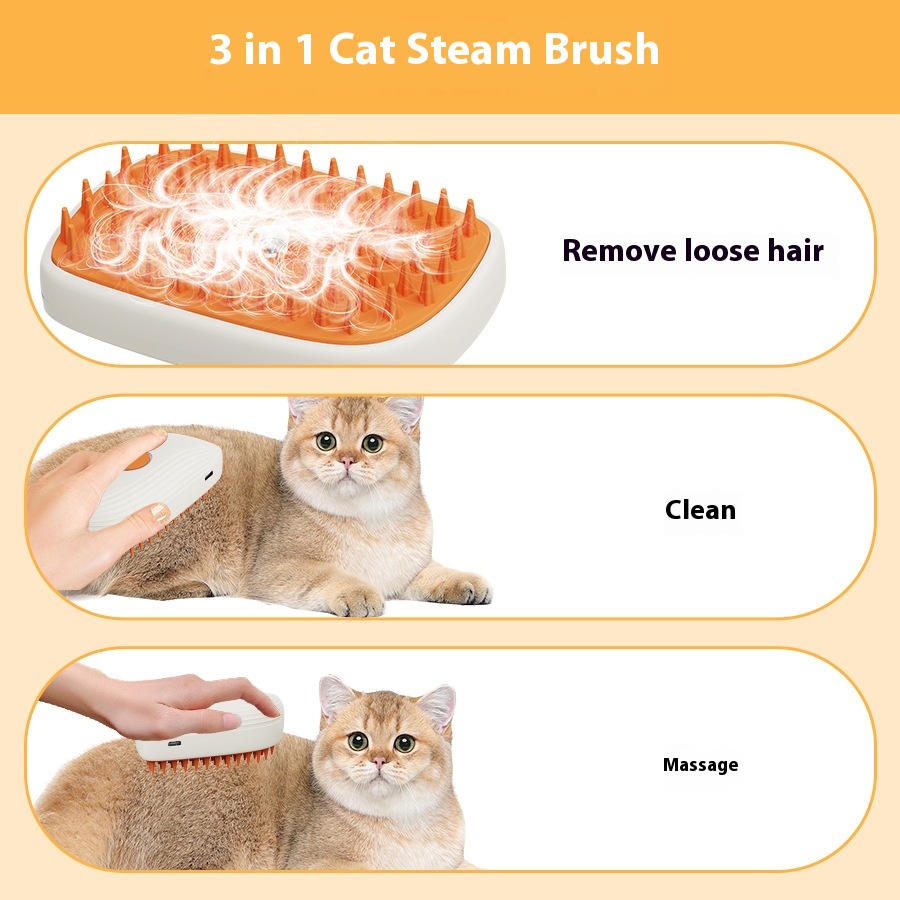 USB Rechargeable Pets Steam Brush Spray Massage Comb Pet Grooming Tools Cat Steam Comb Pet Products — image 6