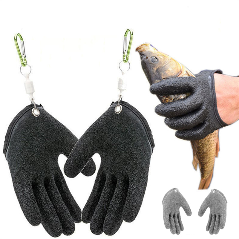 Fishing Gloves Anti-Slip Protect Hand From Puncture Scrapes Fisherman Professional Catch Fish Latex Hunting Gloves Left Right — image 16
