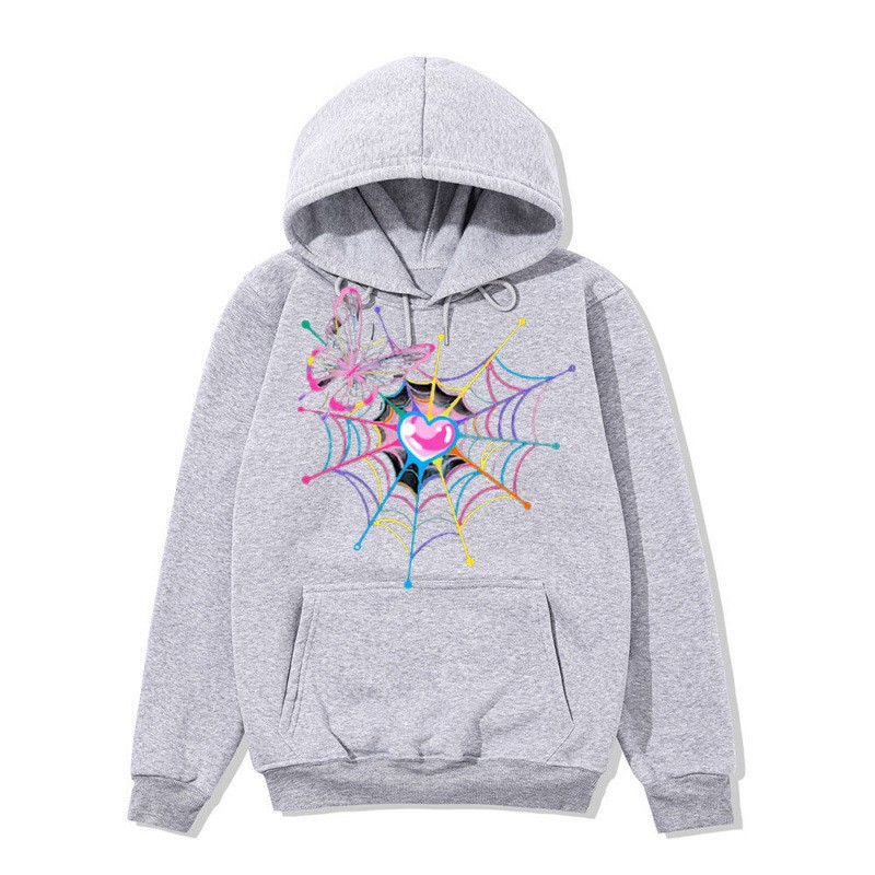 Dark Gothic Streetwear Hoodie for Men and Women, Large Size Spider Web Pattern Zipper Sweatshirt — image 10