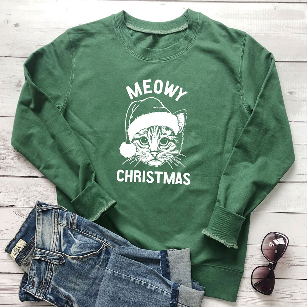 Letter printed cat round neck hoodie — image 6
