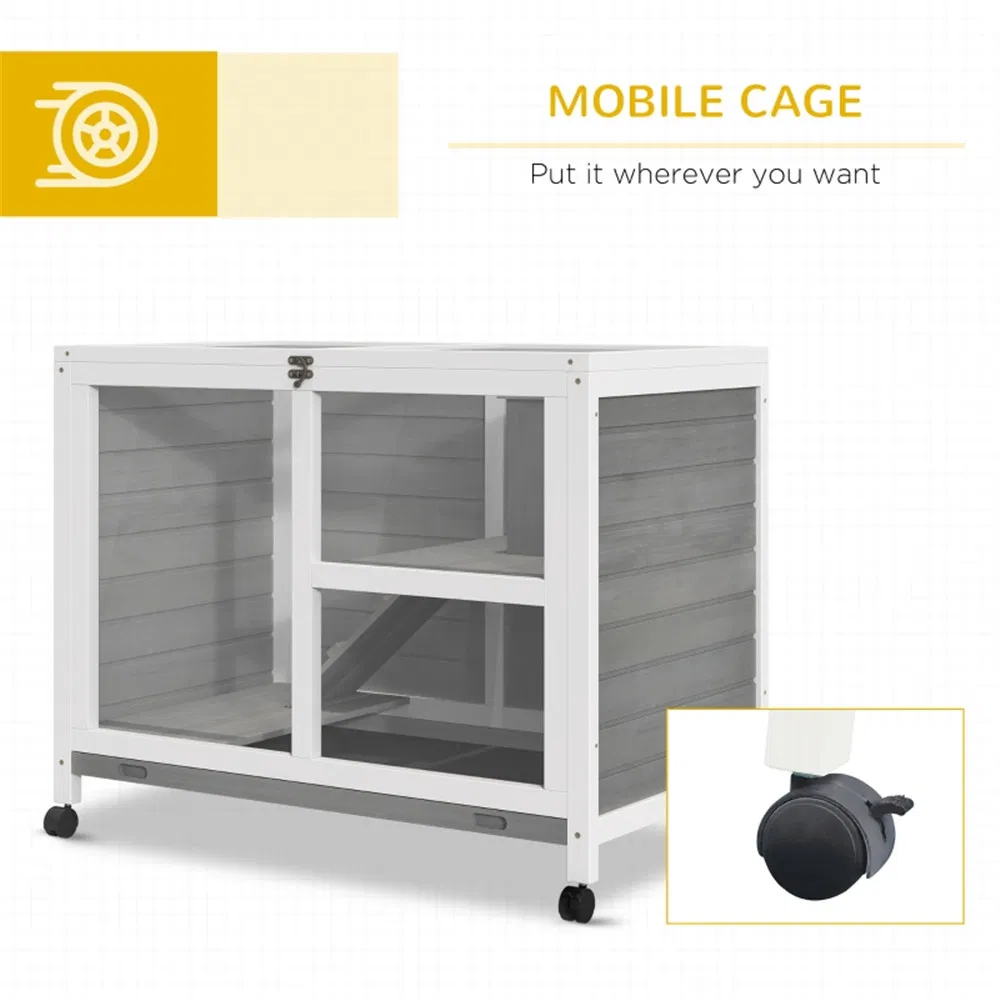 Pet cage /Wood Rabbit Hutch-Gray — imagen 4