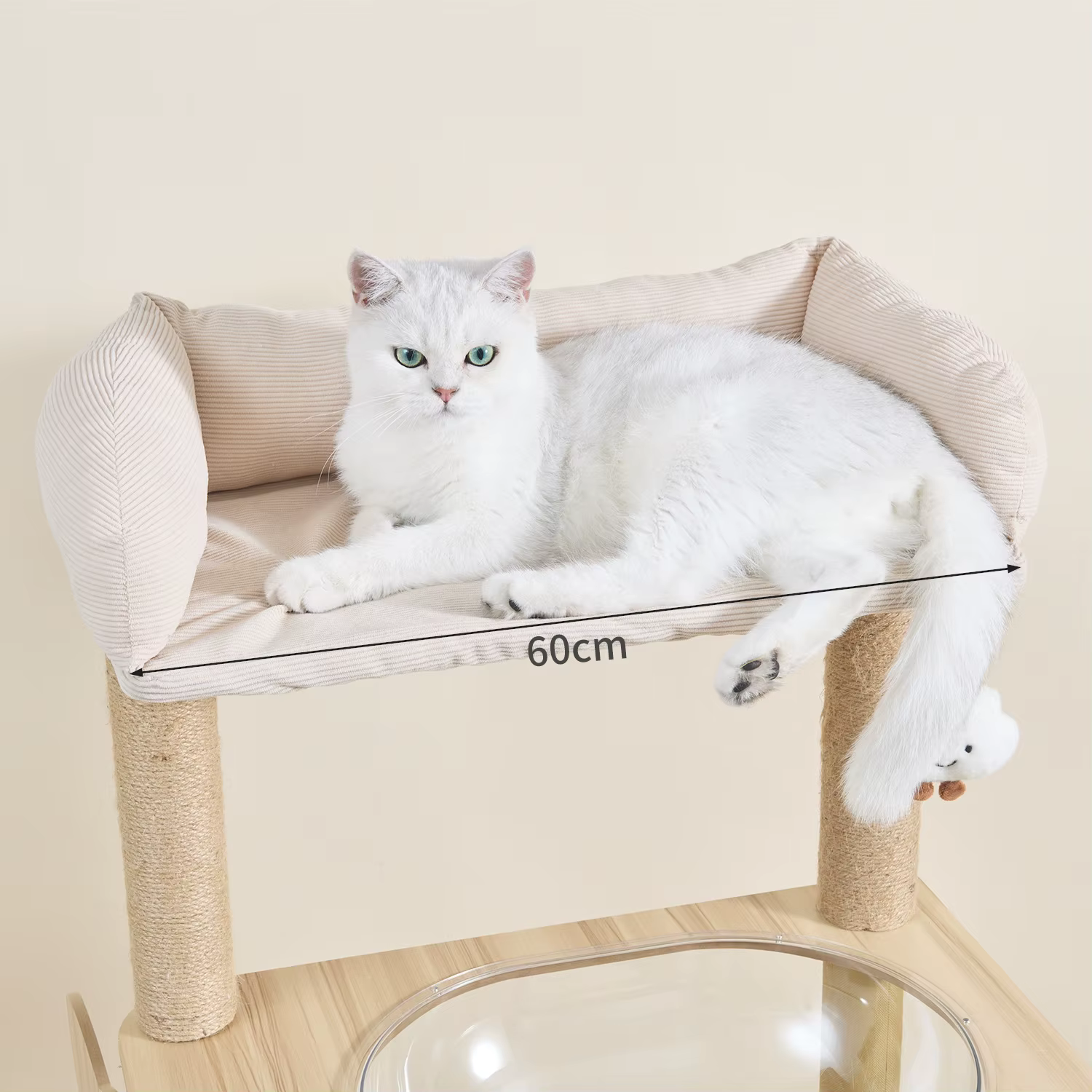 Torre de Árbol de Madera Alta con Condominio para Gatos y Plataforma Superior de Peluche para Gatos de Interior — imagen 2