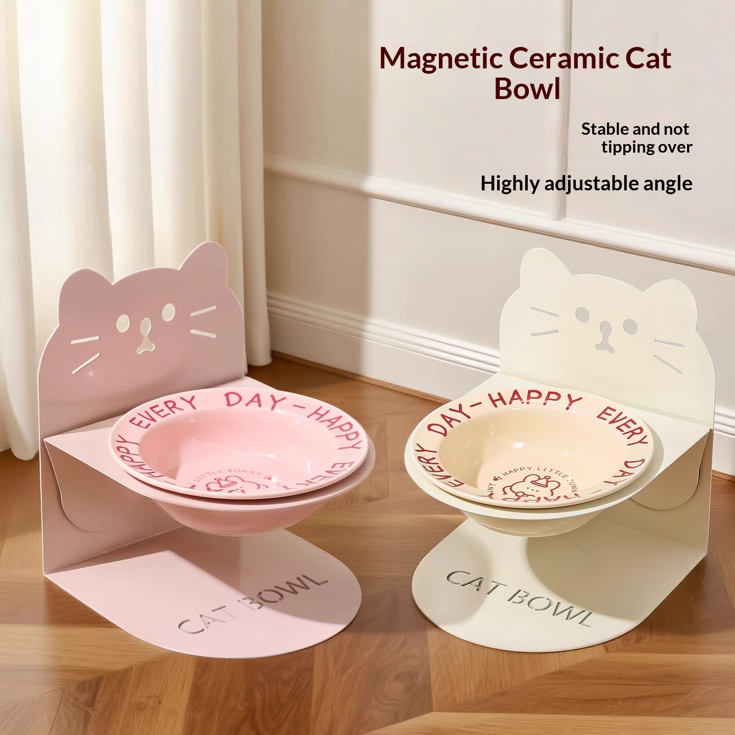Comedor de Cerámica para Gatos con Piezas Altas y Magnético, Protección para la Columna Cervical — imagen 1