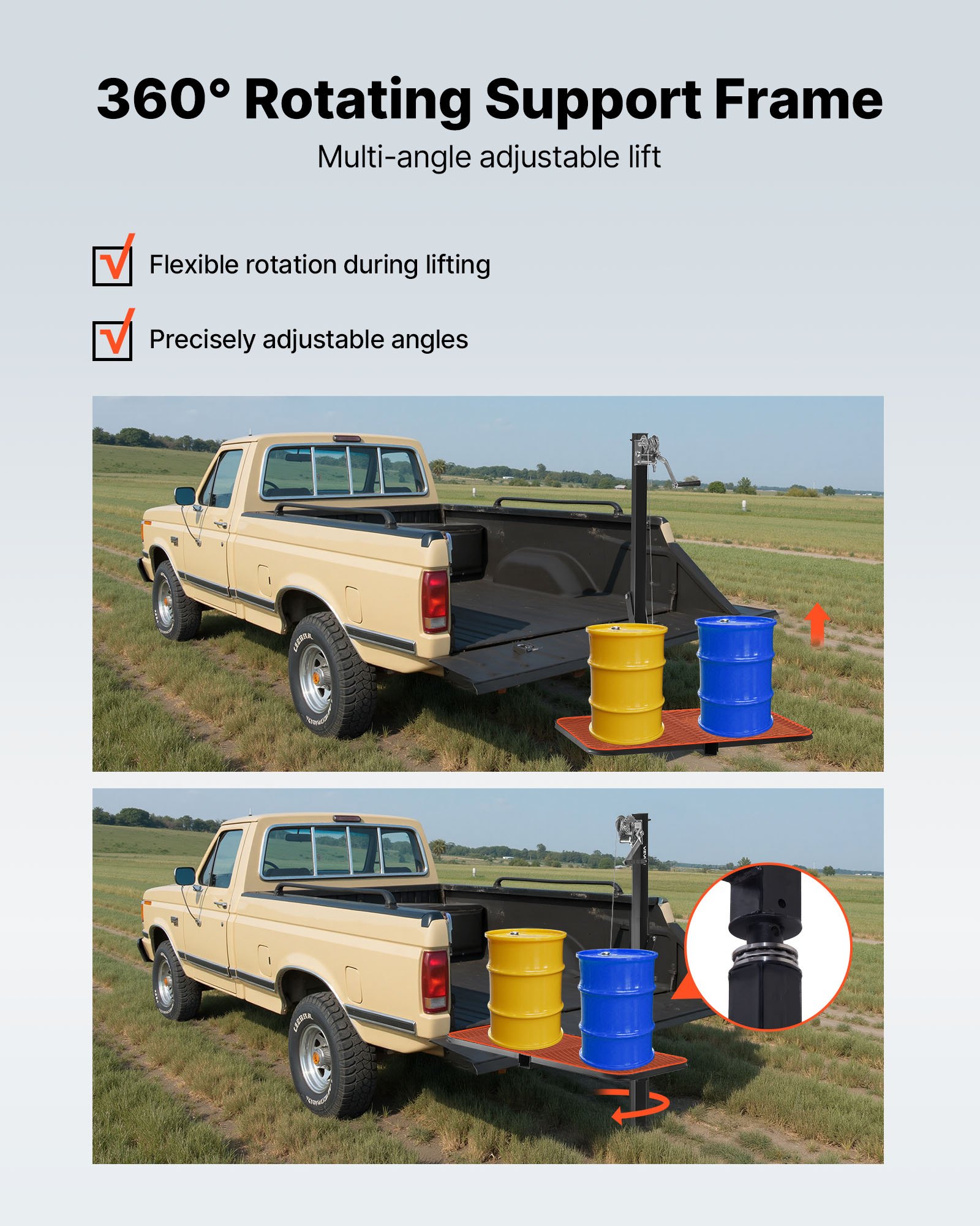 Hitch Deer Hoist With Lifting System Platform, 300 Lbs Load Capacity, Game Hoist Winch Lift With 2-inch Receiver, 360-Degree Swivel Shaft & Foldable, Hitch-Mounted Deer Hanger For Moving Game — image 3