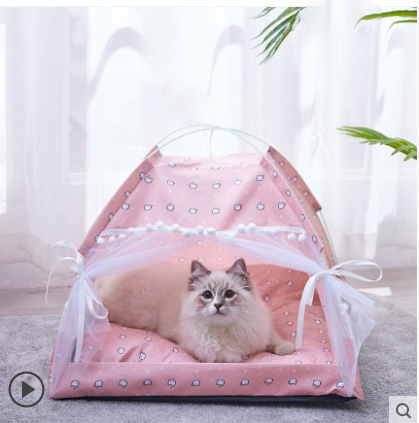 Cat Nest Summer Cat Tent Cat House Semi enclosed Pet Bed Four Seasons Dog Nest Villa Bed Supplies — image 8