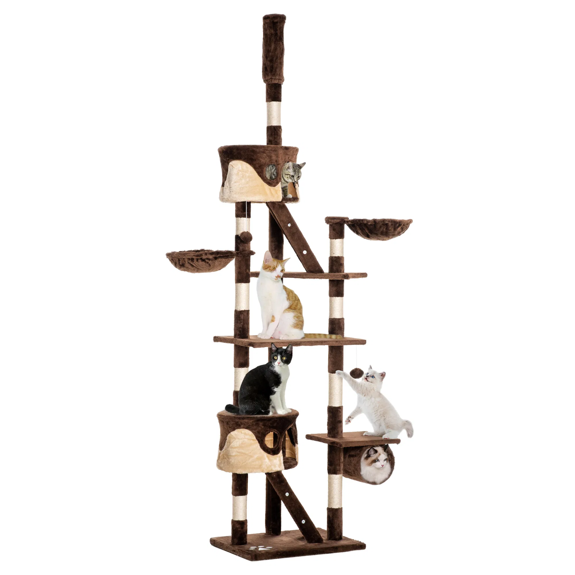 94"-102" Huge Cat Tree Ceiling High Cat Condo Scratching Post Activity Center Multi-Level Play House — image 1