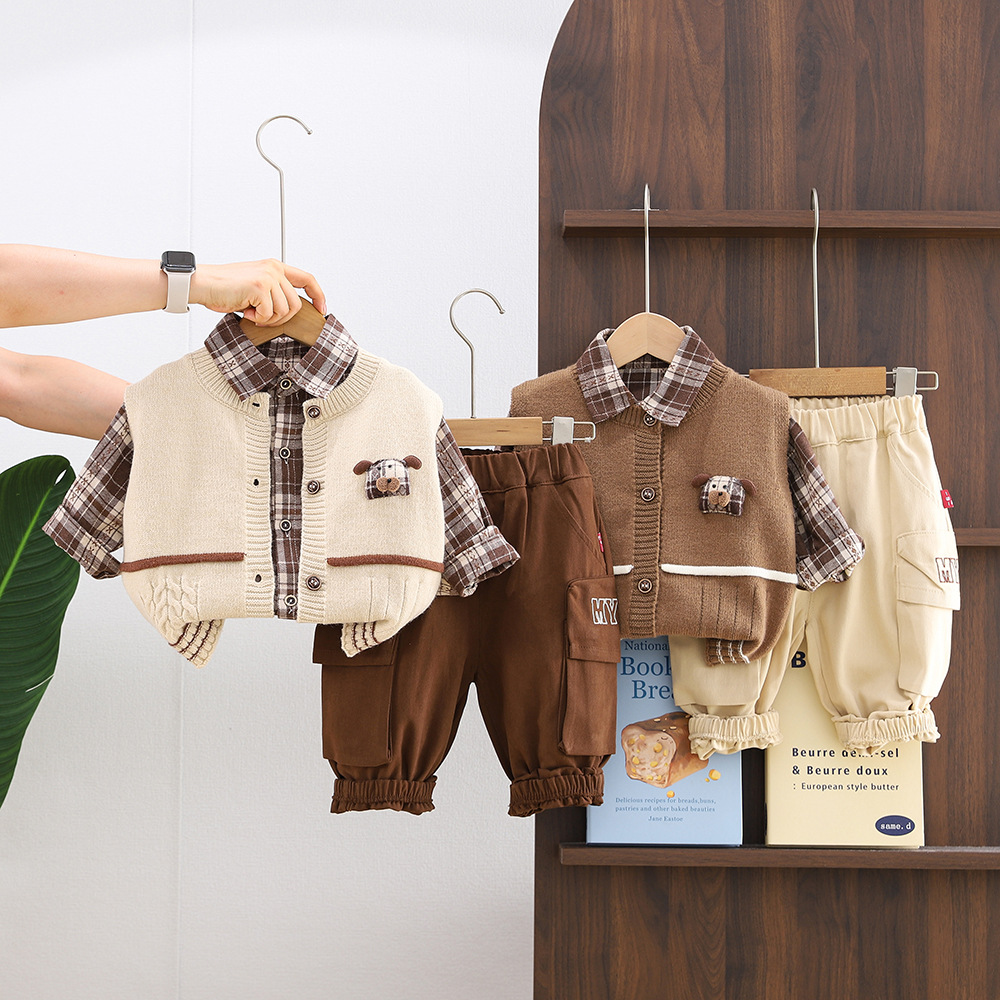 Boys' Spring Autumn Cartoon Puppy Cardigan Sweater Set for 0-4 Years Old — image 3