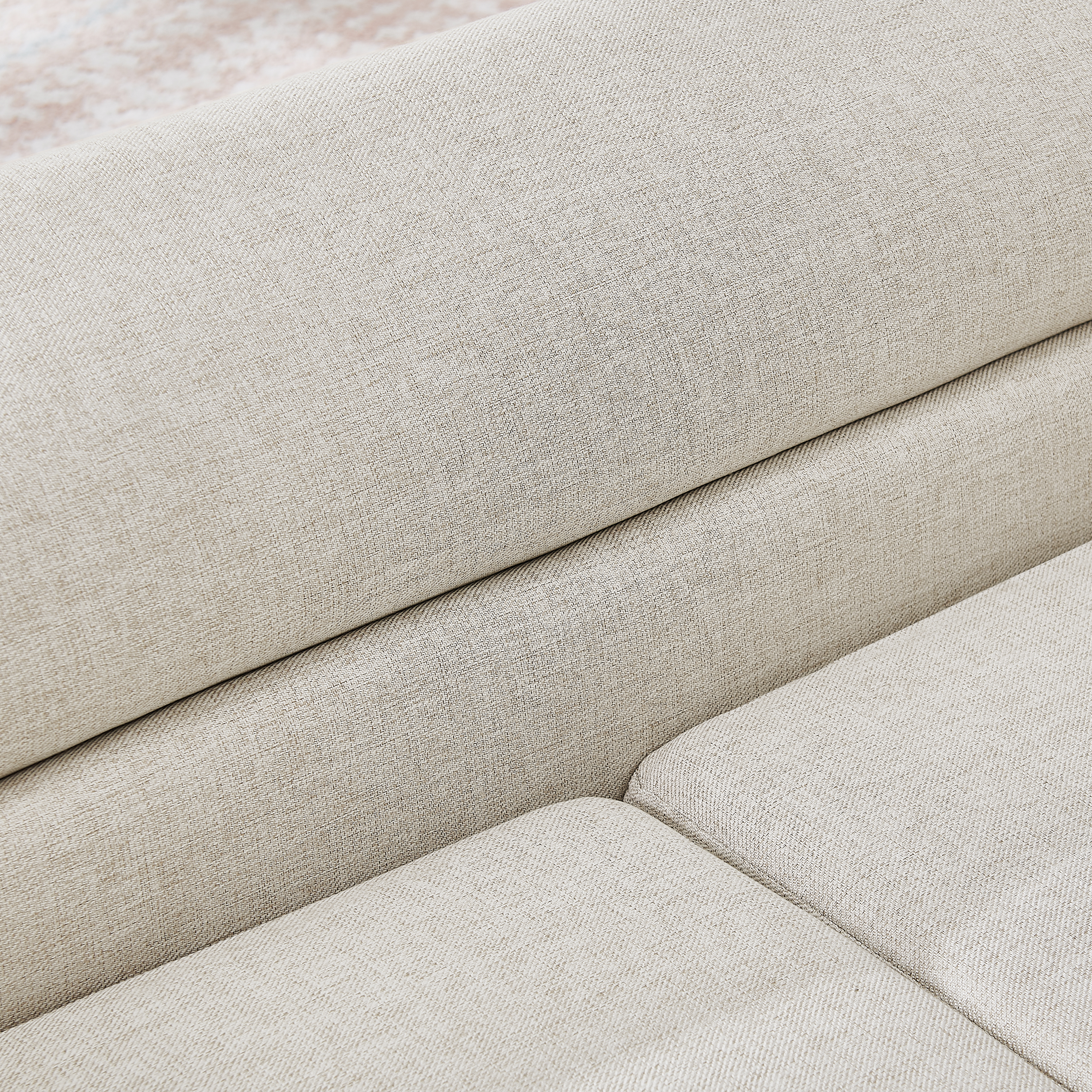 Silla de Comodidad para Mascotas Grande, Sofá Rectangular con Brazo Curvo en Tela de Lino para Perros Grandes - Beige — imagen 10