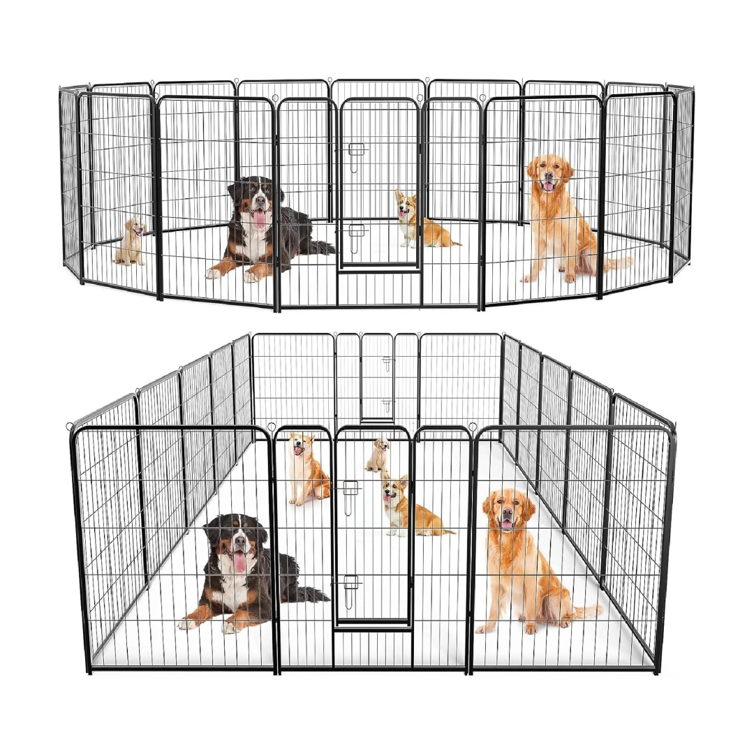 Cubo de Juego para Perros, 40 Pulgadas - 16 Paneles, Corral para Perros Grande/Medio/Pequeño con Puertas Reversibles para Caravana, Camping y Jardín — imagen 12