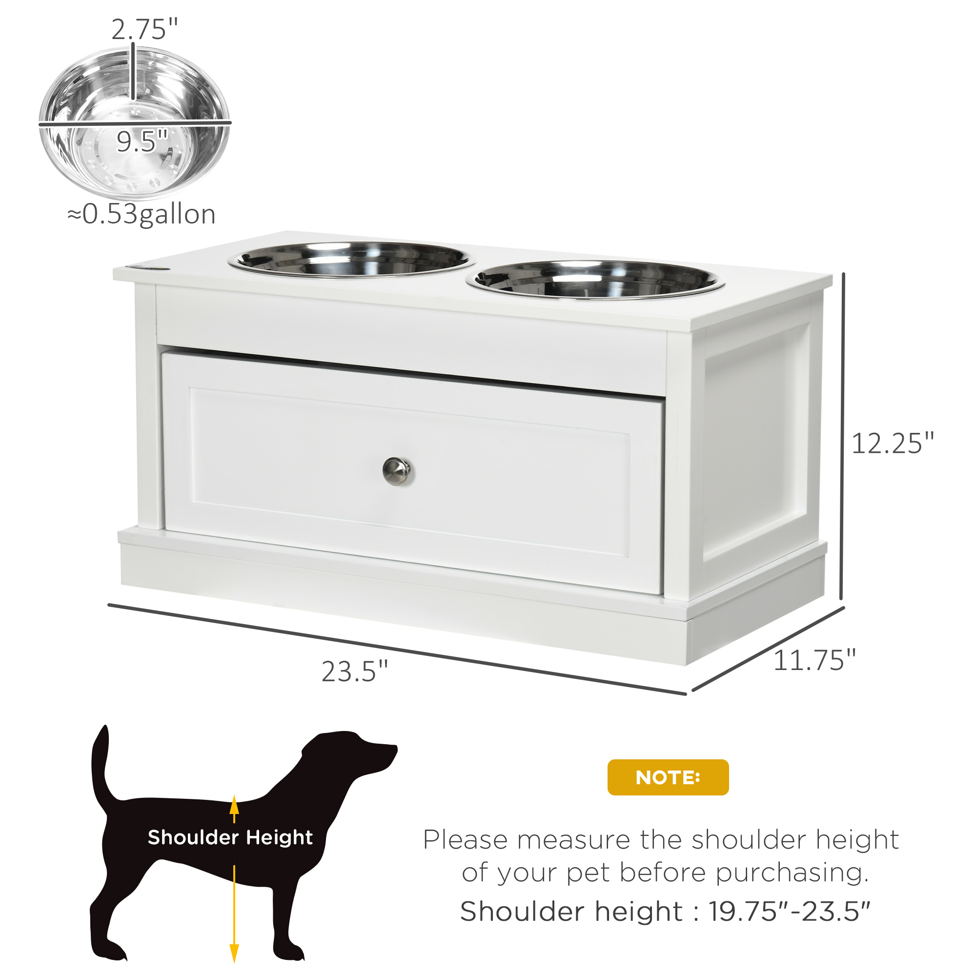 Bolsas de Alimento para Perros Elevadas con Caja de Almacenamiento de 11L, Soporte para Comida y Agua de Perro con Caja, Blanco — imagen 7