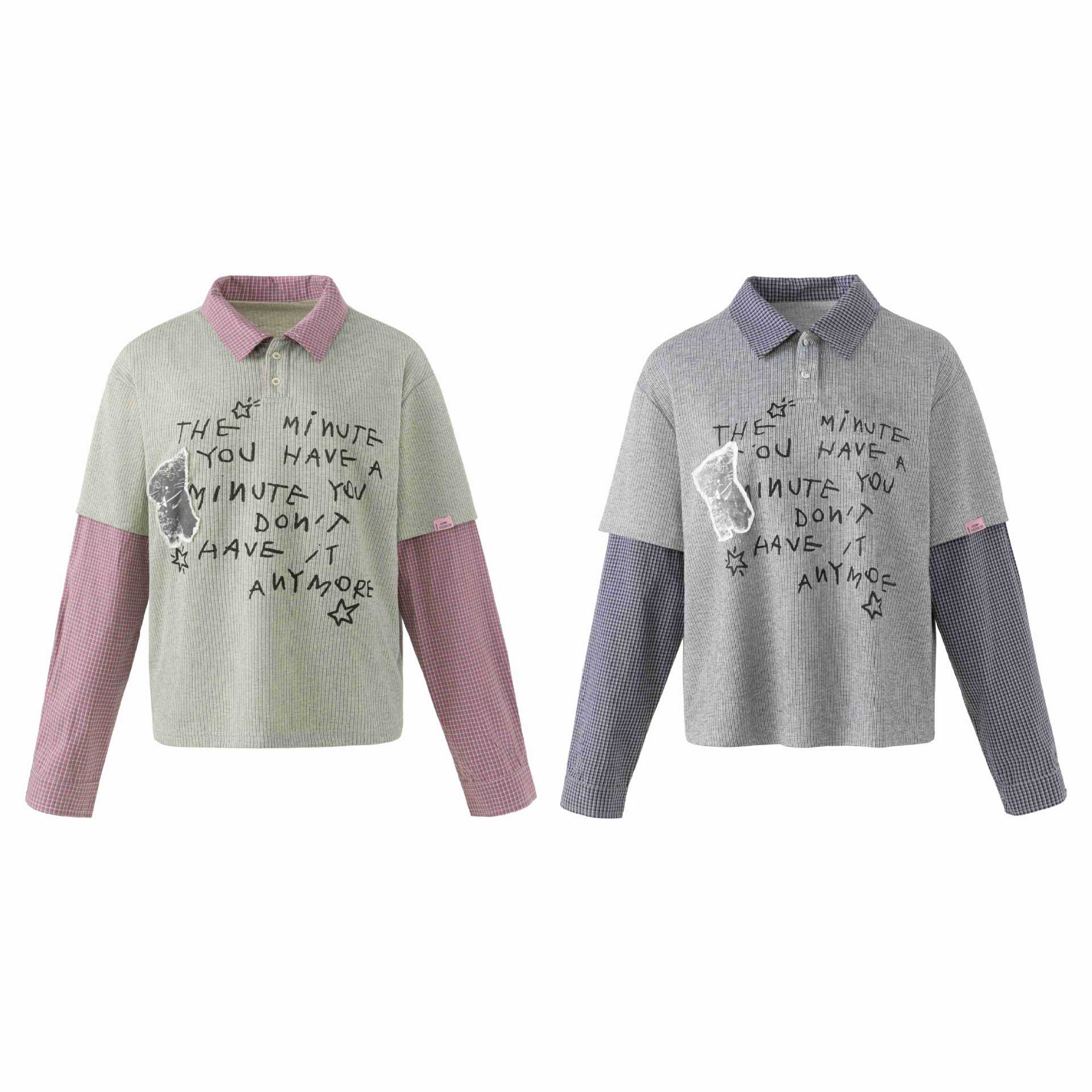 Cat Applique Letter Pseudo-Two-Piece Turn-Down Collar Pullover Hoodie Men — image 6